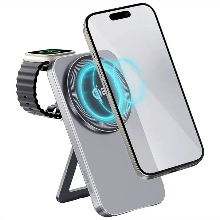 شارژر بیسیم Magstand Duo Qi2 گرین لاین