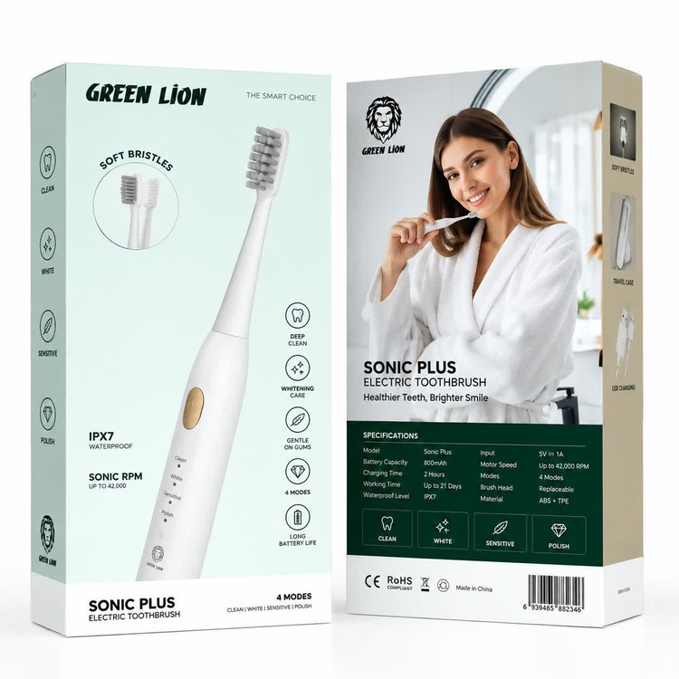 مسواک شارژی Green Lion Sonic Plus | پاکسازی قدرتمند و مراقبت روزانه از دندانها
