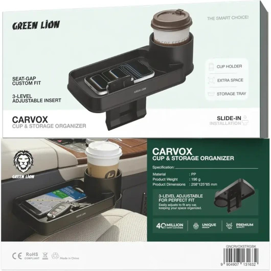ارگانایزر و نگهدارنده لیوان و لوازم خودرو Green Lion Carvox | نظم بیشتر و دسترسی آسان داخل خودرو