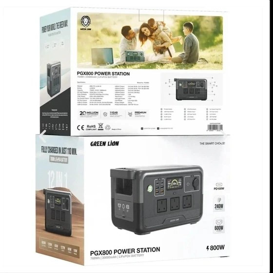 پاور استیشن Green Lion PGX800 | توان ۸۰۰ وات، باتری LiFePO4 و منبع برق قابل حمل