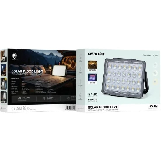 چراغ نورافکن Solar Flood Light گرین لاین | نورپردازی قدرتمند با شارژ خورشیدی